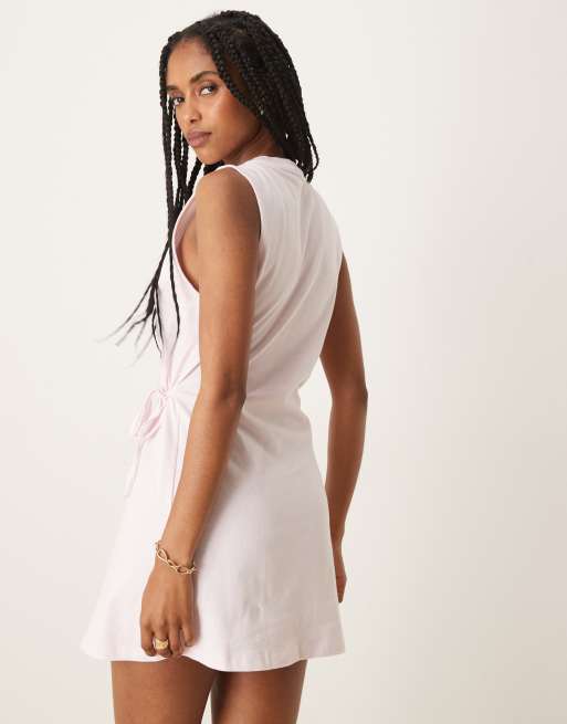 ASOS DESIGN sleeveless cinched mini dress in baby pink
