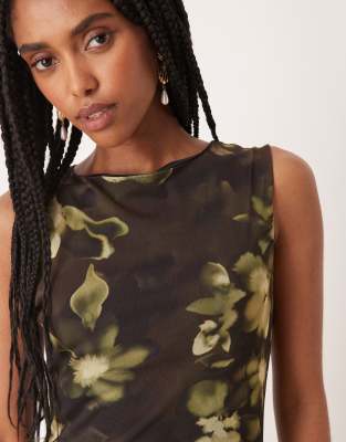 Asos Design Sleeveless Column Midi Dress In Green