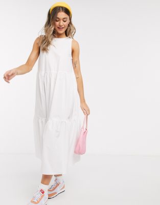 tiered cotton midi dress