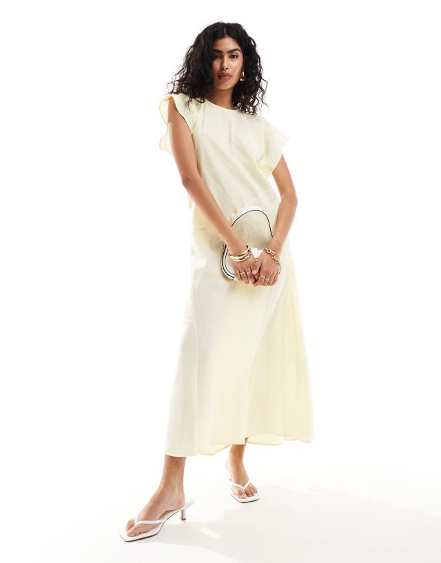 ASOS DESIGN - sleeveless crew neck maxi dress in lemon