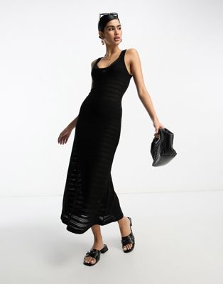 ASOS DESIGN sleeveless crochet maxi dress in black
