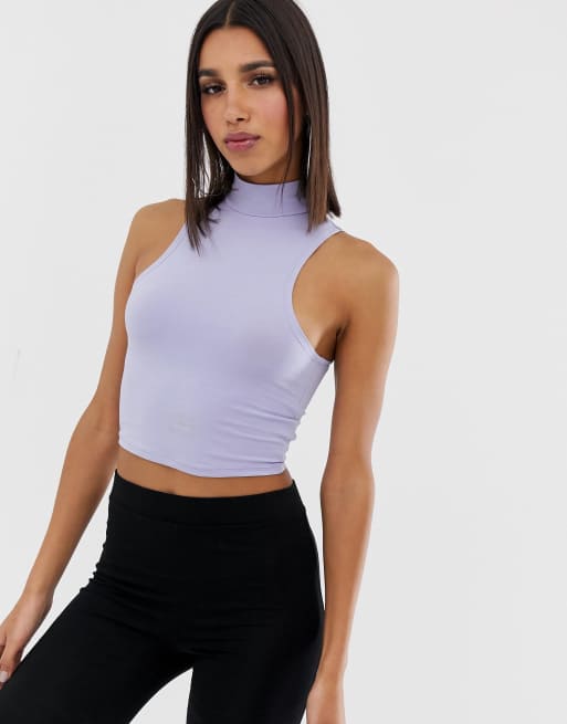 Recycled Basic Baby Blue Sleeveless Crop Top, 41% OFF