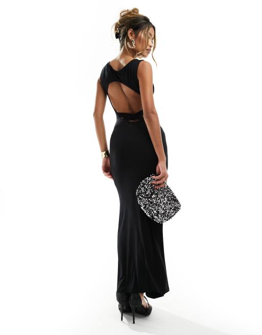 ASOS DESIGN sleeveless cross over back detail maxi dress in black | ASOS