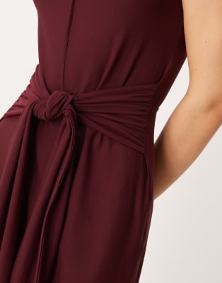 Asos Design Sleeveless Cut Out Knot Front Maxi Dress In Red