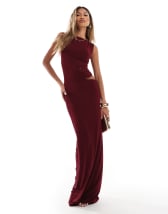 Glamorous shirred drop waist maxi dress in red gingham