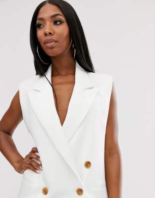 ivory sleeveless blazer