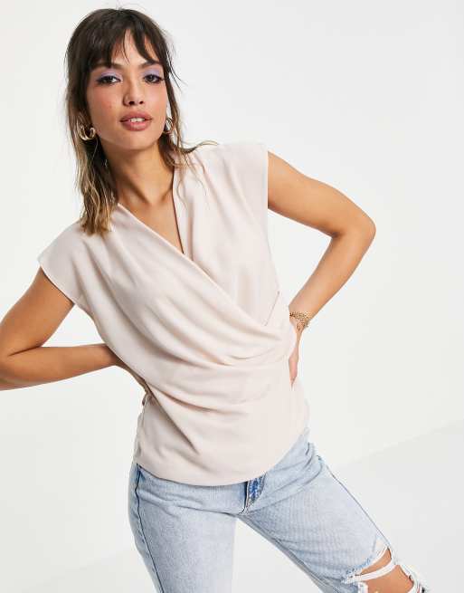 Asos wrap hot sale blouse