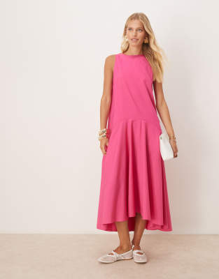 Asos Design Sleeveless Drop Waist Maxi Dress In Pink