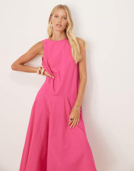 ASOS DESIGN sleeveless drop waist maxi dress in pink, 3 of 4