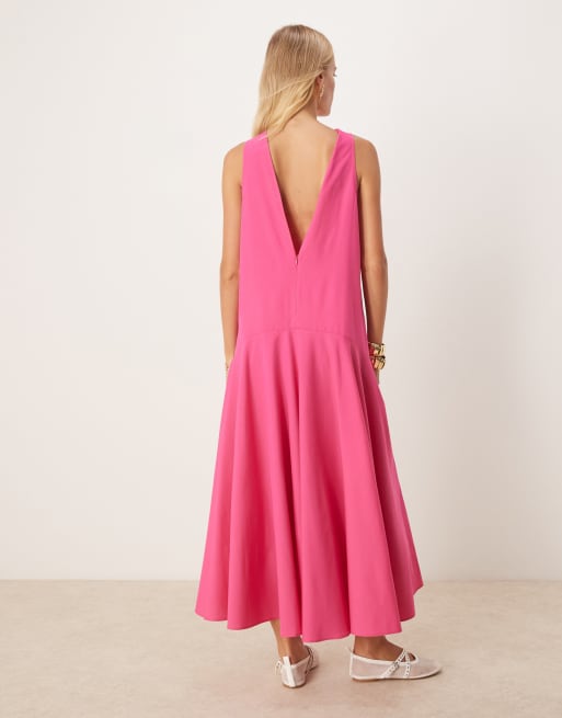 ASOS DESIGN sleeveless drop waist maxi dress in pink | ASOS