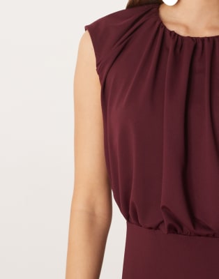 Asos Design Sleeveless Dropped Waist Detail Puffball Midi Dress In Burgundy