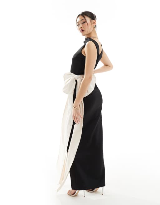 ASOS DESIGN sleeveless extreme bow maxi dress in black ASOS