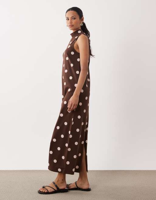 women's brown dress booties Dalia Maxi Dress, in Chocolate Brown Polka Dot, Size: 2XL | Show Me Your Mumu