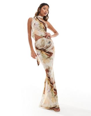 ASOS DESIGN sleeveless high neck maxi dress in pastel marble | ASOS