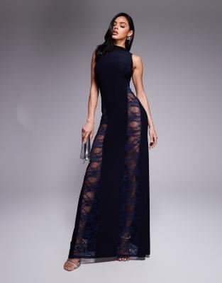 Asos Design Sleeveless Lace Panelled In Black