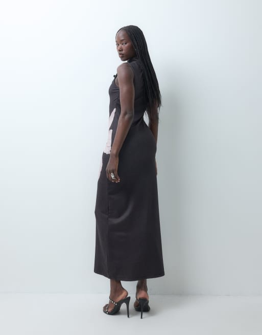 ASOS DESIGN sleeveless mandarin style maxi dress in print, 3 of 4