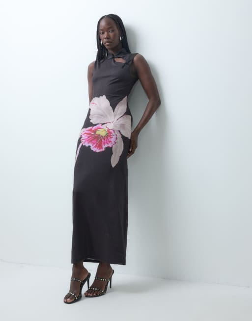ASOS DESIGN sleeveless mandarin style maxi dress in print, 4 of 4