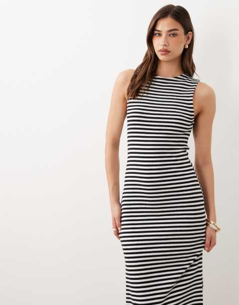 ASOS DESIGN sleeveless maxi dress in mono stripe  - view 1