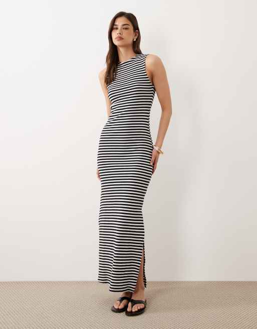 ASOS DESIGN sleeveless maxi dress in mono stripe , 2 of 4