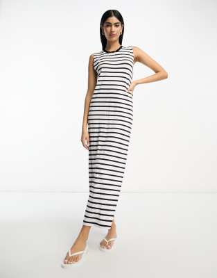 Asos Design Sleeveless Maxi Dress In Stripe-multi