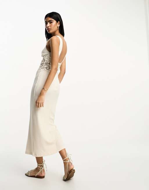 Asos cream hot sale maxi dress