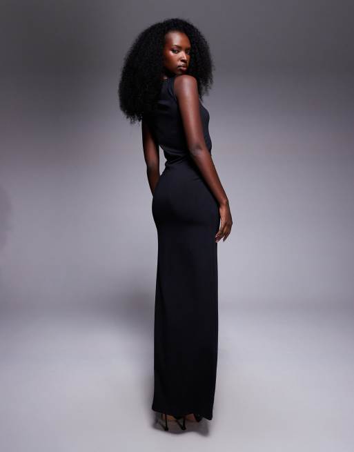 ASOS DESIGN sleeveless maxi dress with hardware metal trim in black, 2 of 4