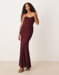 [ASOS DESIGN] ASOS DESIGN sleeveless maxi dress with lace-up back in red wine 8 Wine
