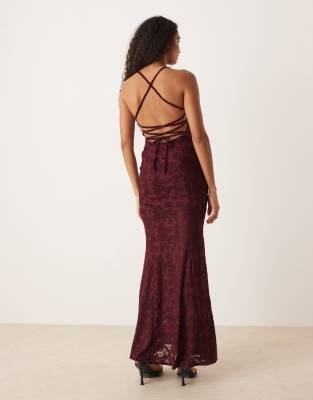 Asos Design Sleeveless Maxi Dress With Lace Up Back In Red