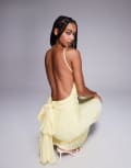 [ASOS DESIGN] ASOS DESIGN sleeveless maxi dress with open back and sash detail in yellow M Lemon
