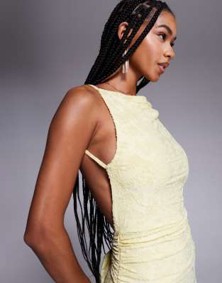 ASOS DESIGN sleeveless maxi dress with open back and sash detail in yellow