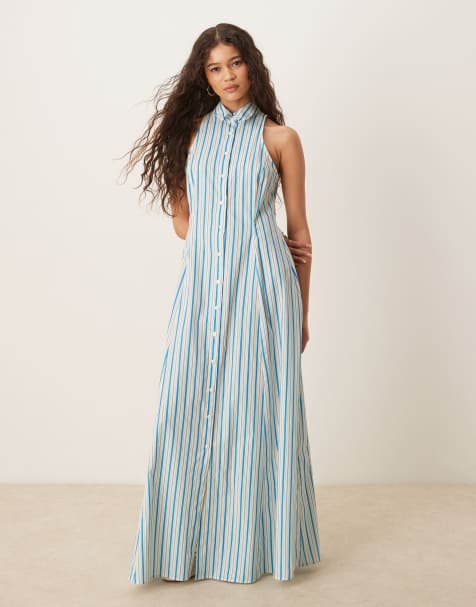 ASOS DESIGN sleeveless maxi shirt dress in print - view 1