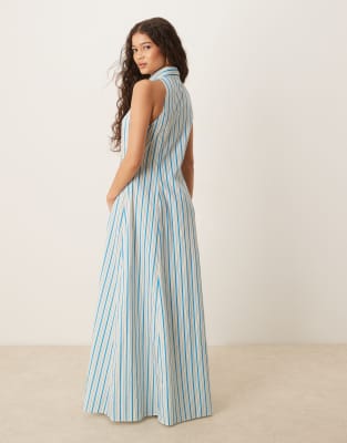 ASOS DESIGN sleeveless maxi shirt dress in print