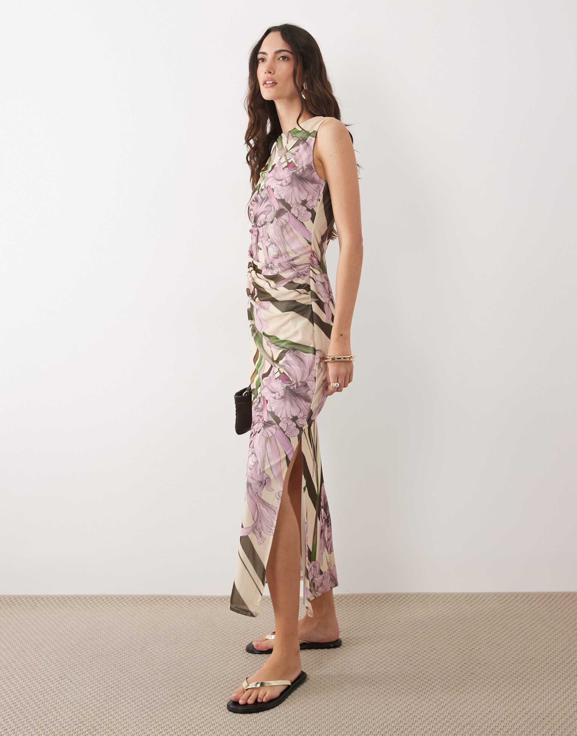 asos design sleeveless midaxi dress in floral print