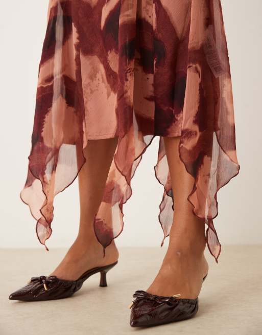 ASOS DESIGN sleeveless midaxi dress with godets in abstract check print - MULTI, 3 of 4