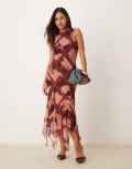 [ASOS DESIGN] ASOS DESIGN sleeveless midaxi dress with godets in abstract check print-Multi 14 Check Print