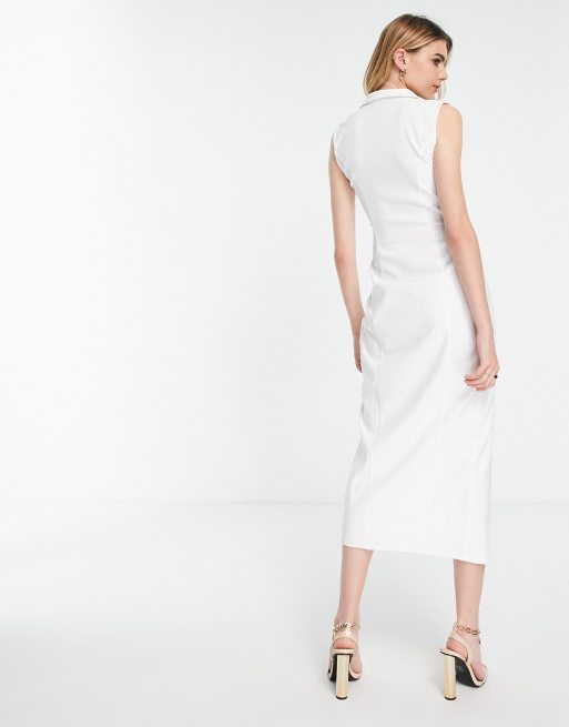 White blazer 2024 dress midi