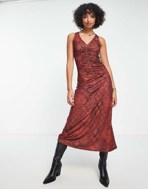 Red snake hot sale print dress