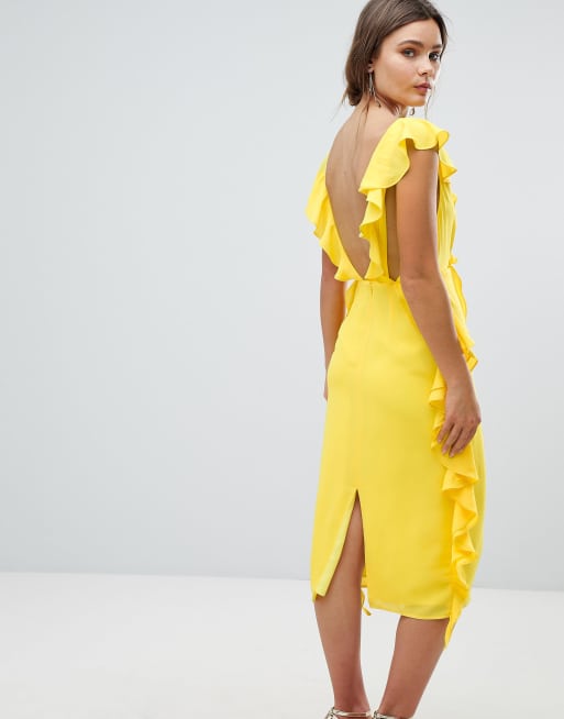 Asos yellow hotsell ruffle dress