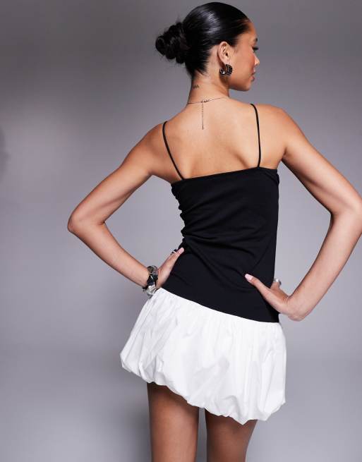 ASOS DESIGN sleeveless mini dress with poplin mono skirt