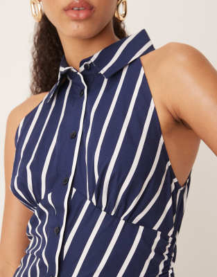 Asos Design Sleeveless Mini Shirt Dress In Multi