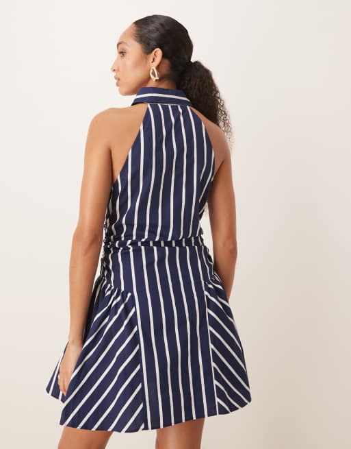 asos black white striped dress Shop Amora Black White Stripe SS Bias Midi Dress