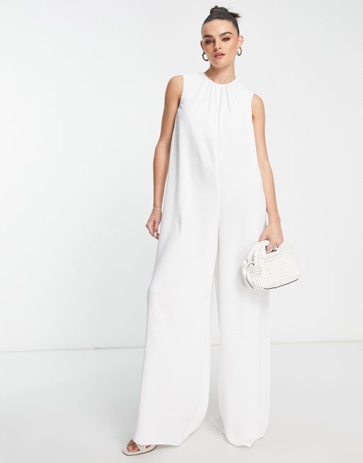 ASOS DESIGN sleeveless minimal maxi jumpsuit in ivory