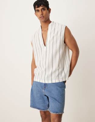 Asos Design Sleeveless Overhead Texture Shirt