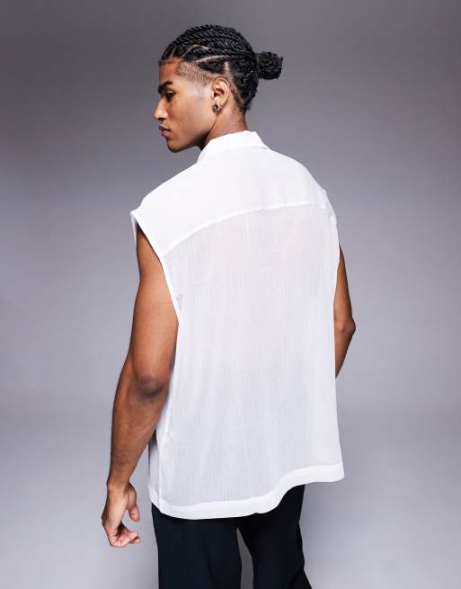 ASOS DESIGN sleeveless oversized over the head shirt in white