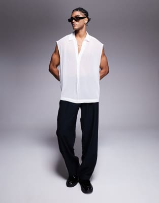 ASOS DESIGN sleeveless oversized over the head shirt in white