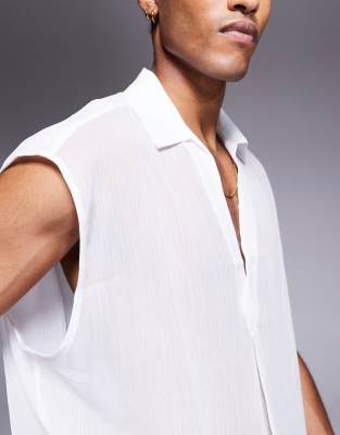 ASOS DESIGN sleeveless oversized over the head shirt in white