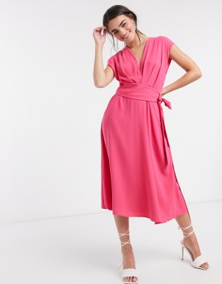 hot pink pleated dress