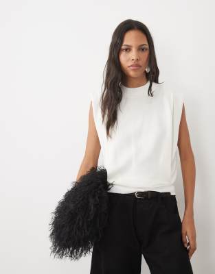 Asos Design Sleeveless Pleat Tank In White