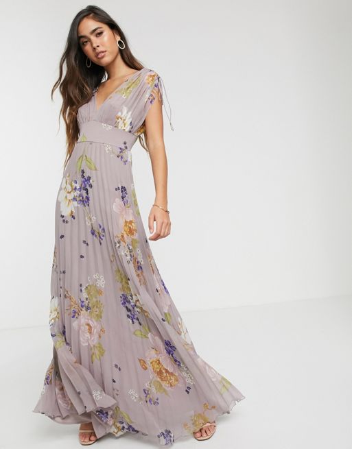 ASOS DESIGN sleeveless pleated floral print maxi dress | ASOS