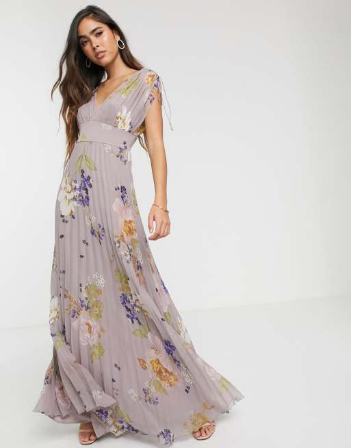 ASOS DESIGN sleeveless pleated floral print maxi dress | ASOS